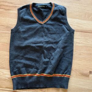 Vintage look Sweater Vest Cosplay Costume Charcoal Grey Size Medium Cotton